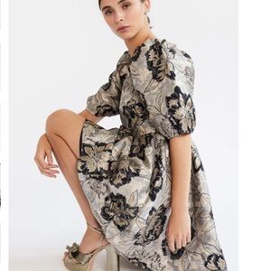 Mille Nina Dress In Black Brocade Size XS
